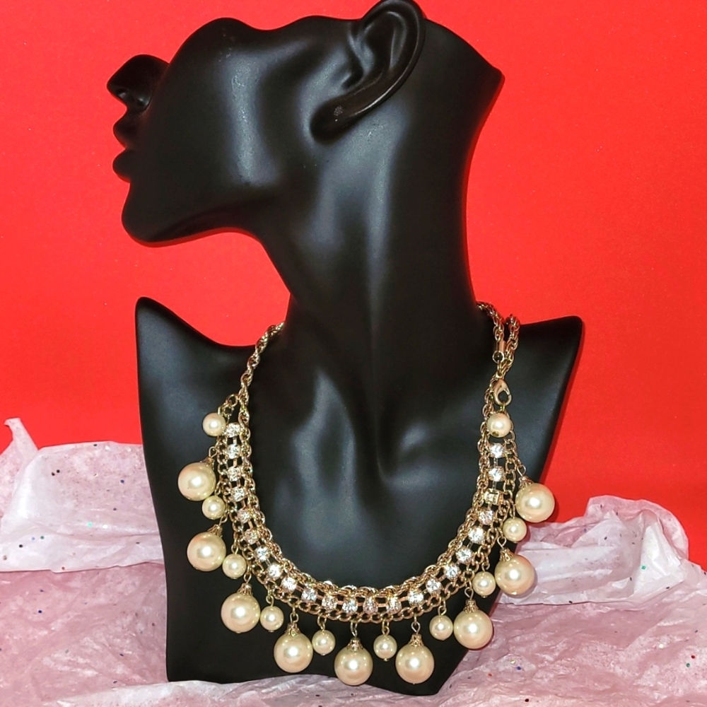 Gold and multi pearl necklace